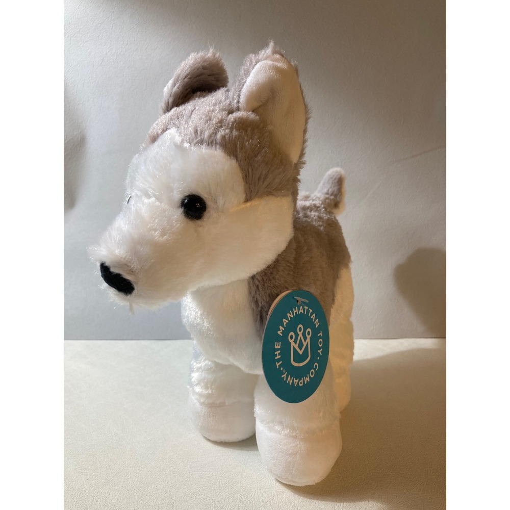 Manhattan Toy Company Husky Plush Puppy Stuffed Animal Grey White Standing Dog